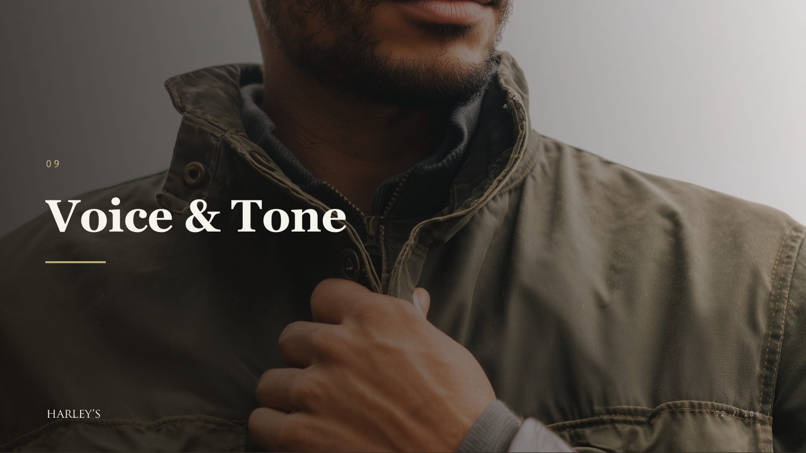 Harley’s brand book slide 73 of 106: Voice & Tone