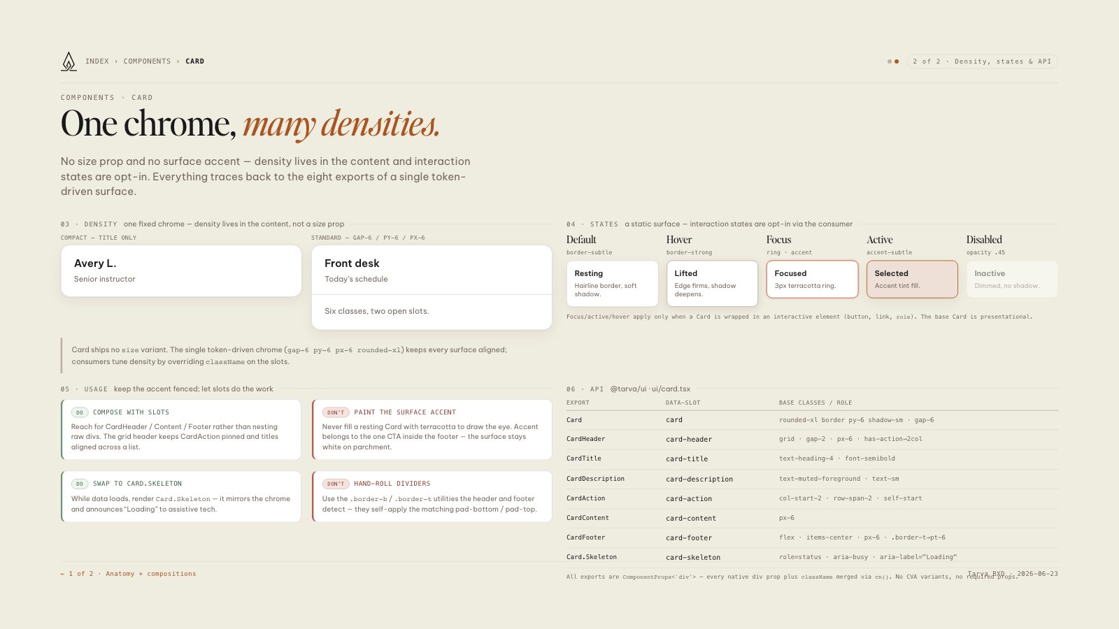 Lumos brand book slide: Card · 2 of 2