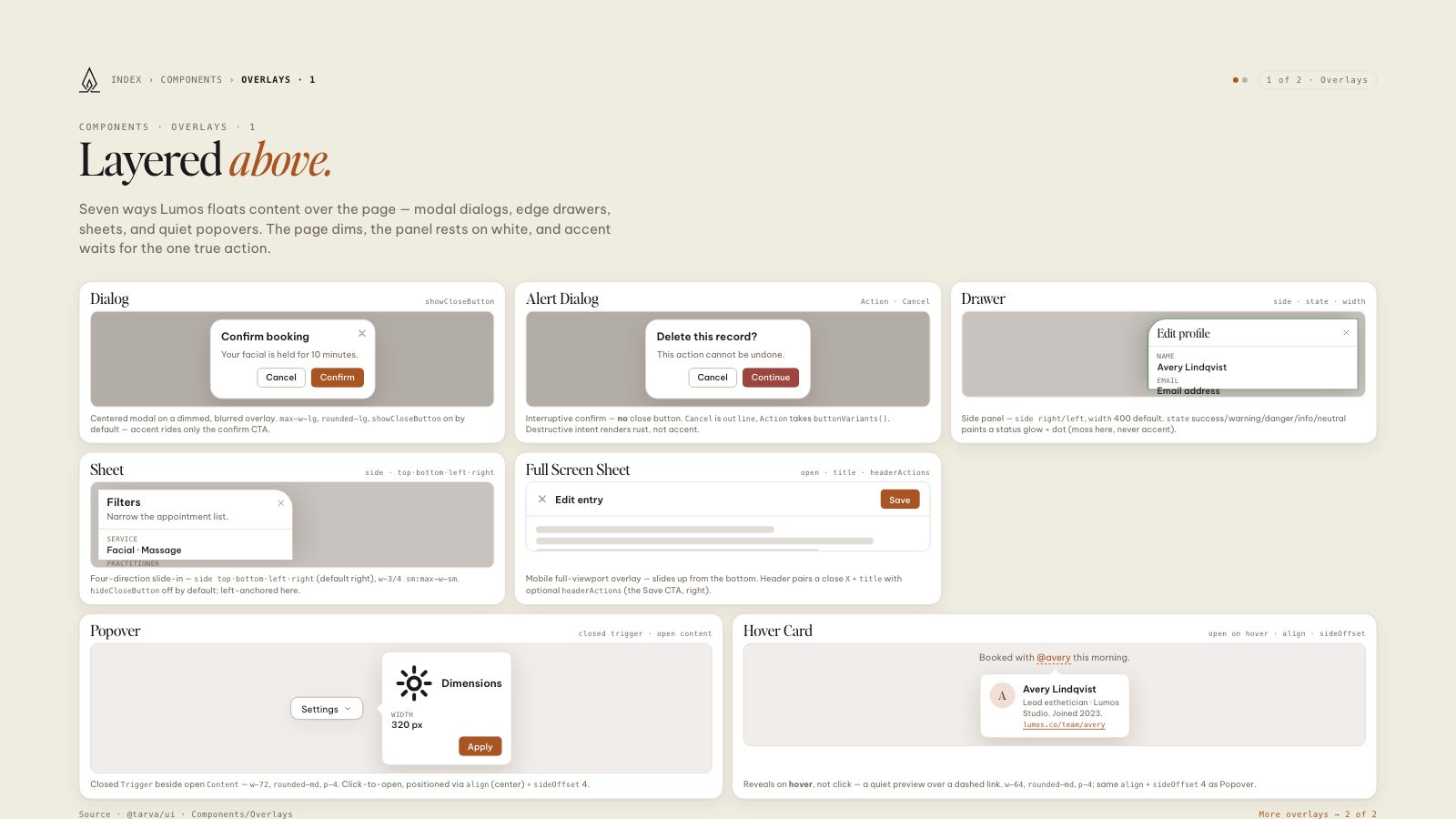 Lumos brand book slide: Overlays · 1