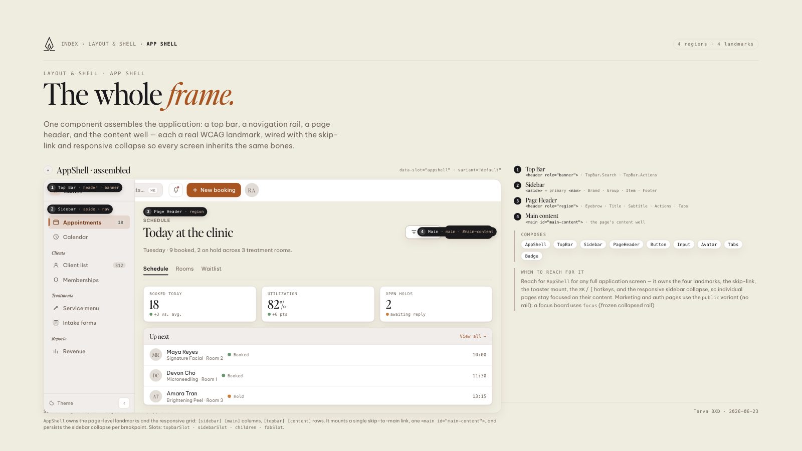 Lumos brand book slide: App Shell