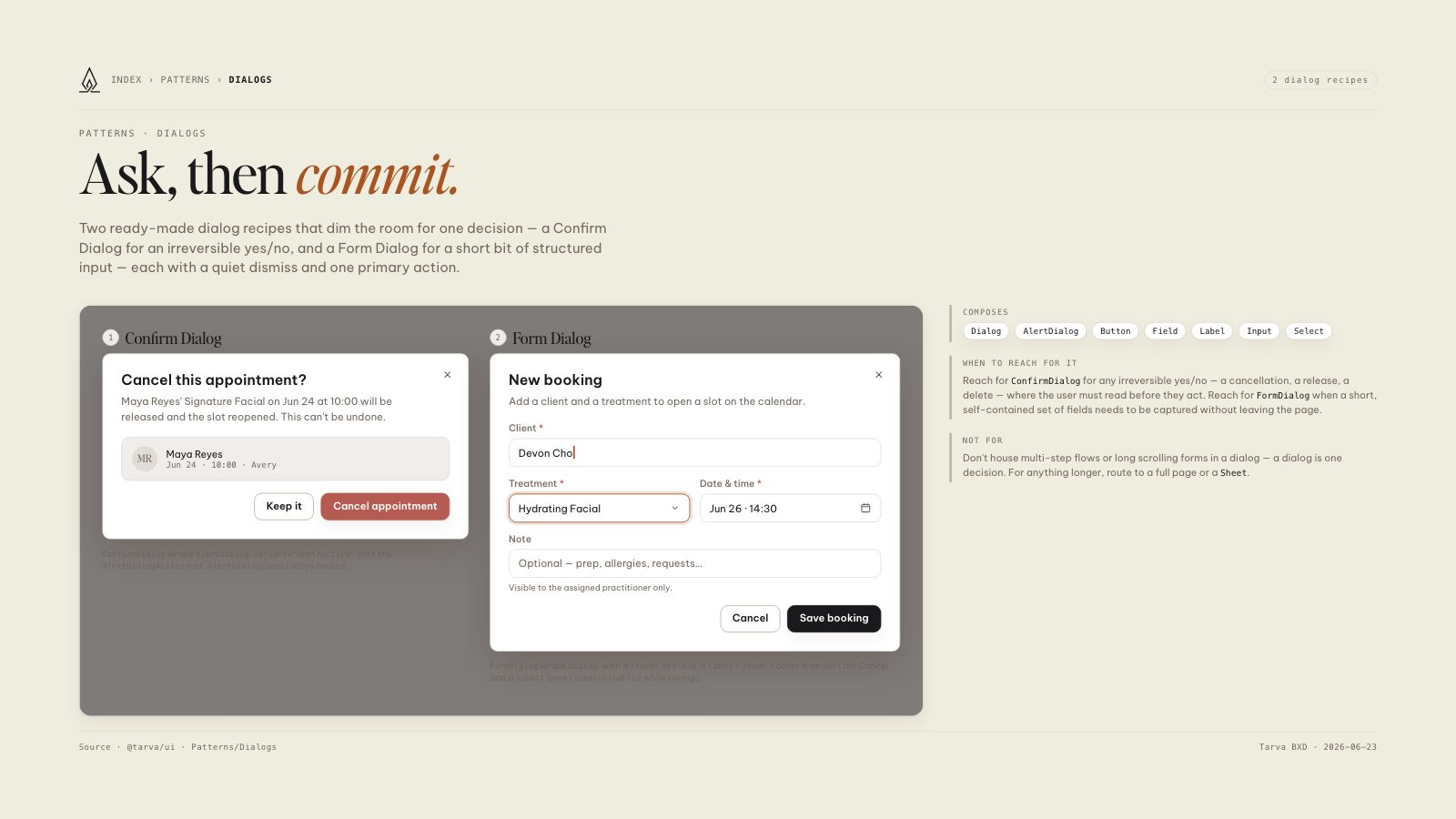 Lumos brand book slide: Dialogs