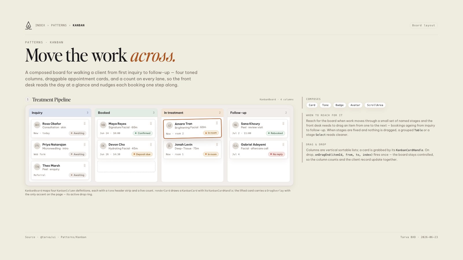 Lumos brand book slide: Kanban