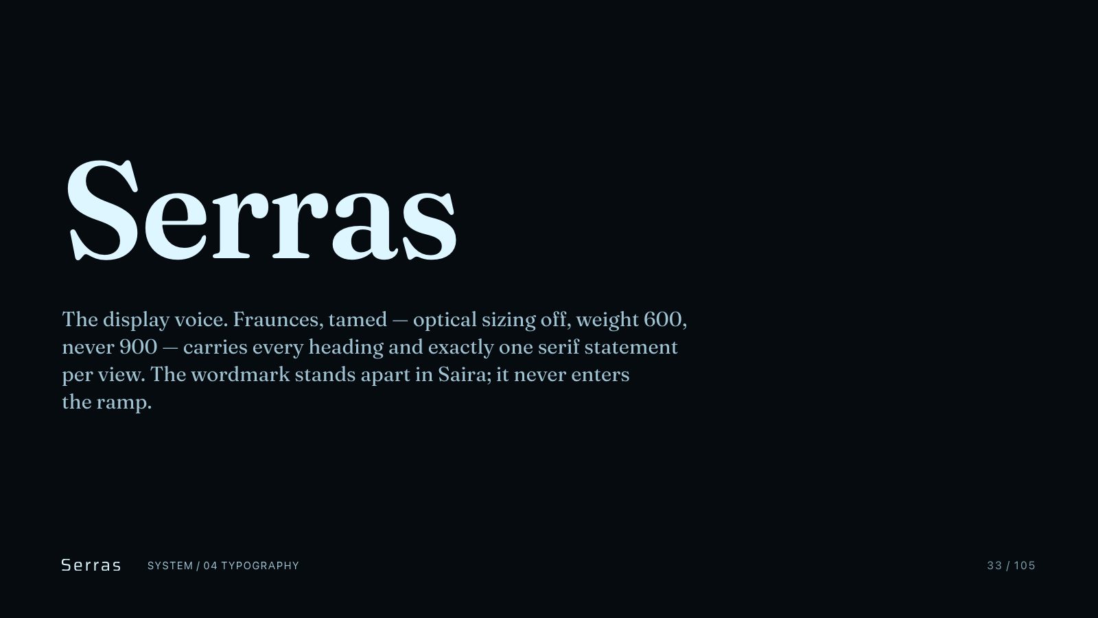 Serras brand book slide 34 of 107: Serras