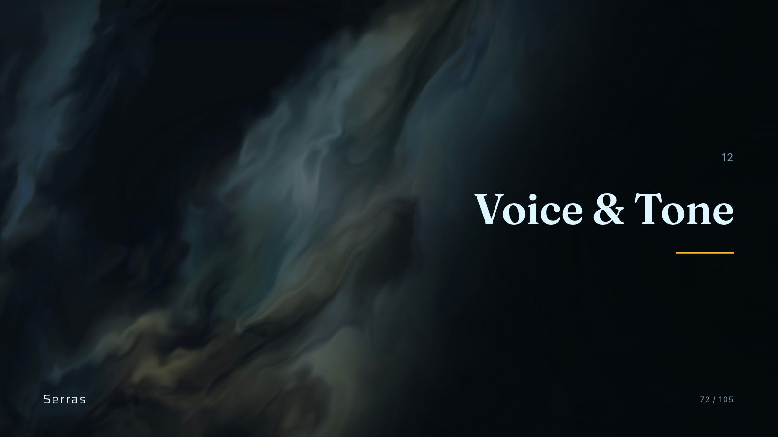 Serras brand book slide 73 of 107: Voice & Tone