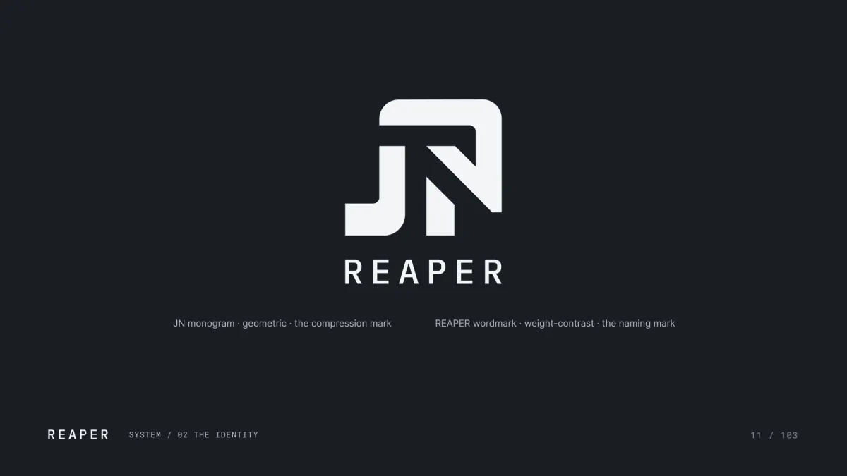 JTN AI Reaper: brand book slide