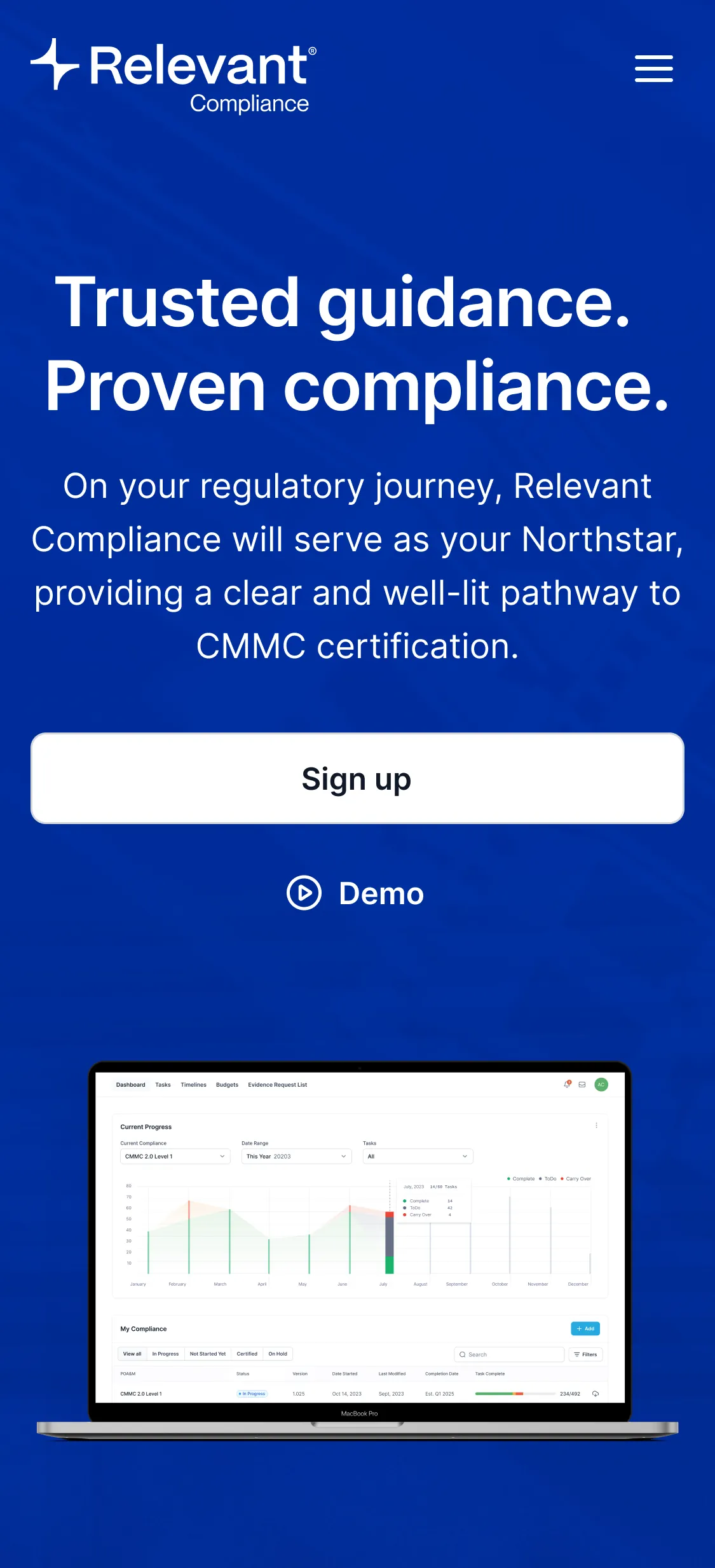 Relevant Compliance: mobile landing v2 hero