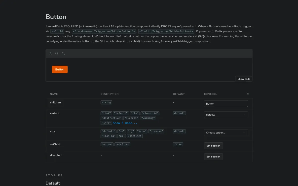 @tarva/ui: storybook button