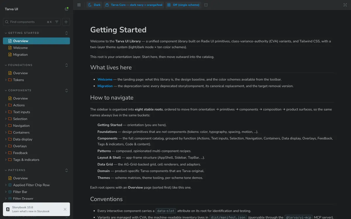 @tarva/ui: storybook getting started